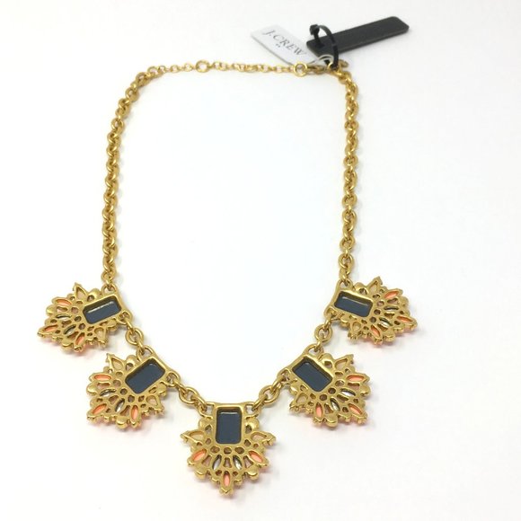 J CREW FACTORY GEMSTONE CLUSTER NECKLACE STATEMENT FAUX GOLD DIAMOND NWT EASTER - Picture 8 of 13